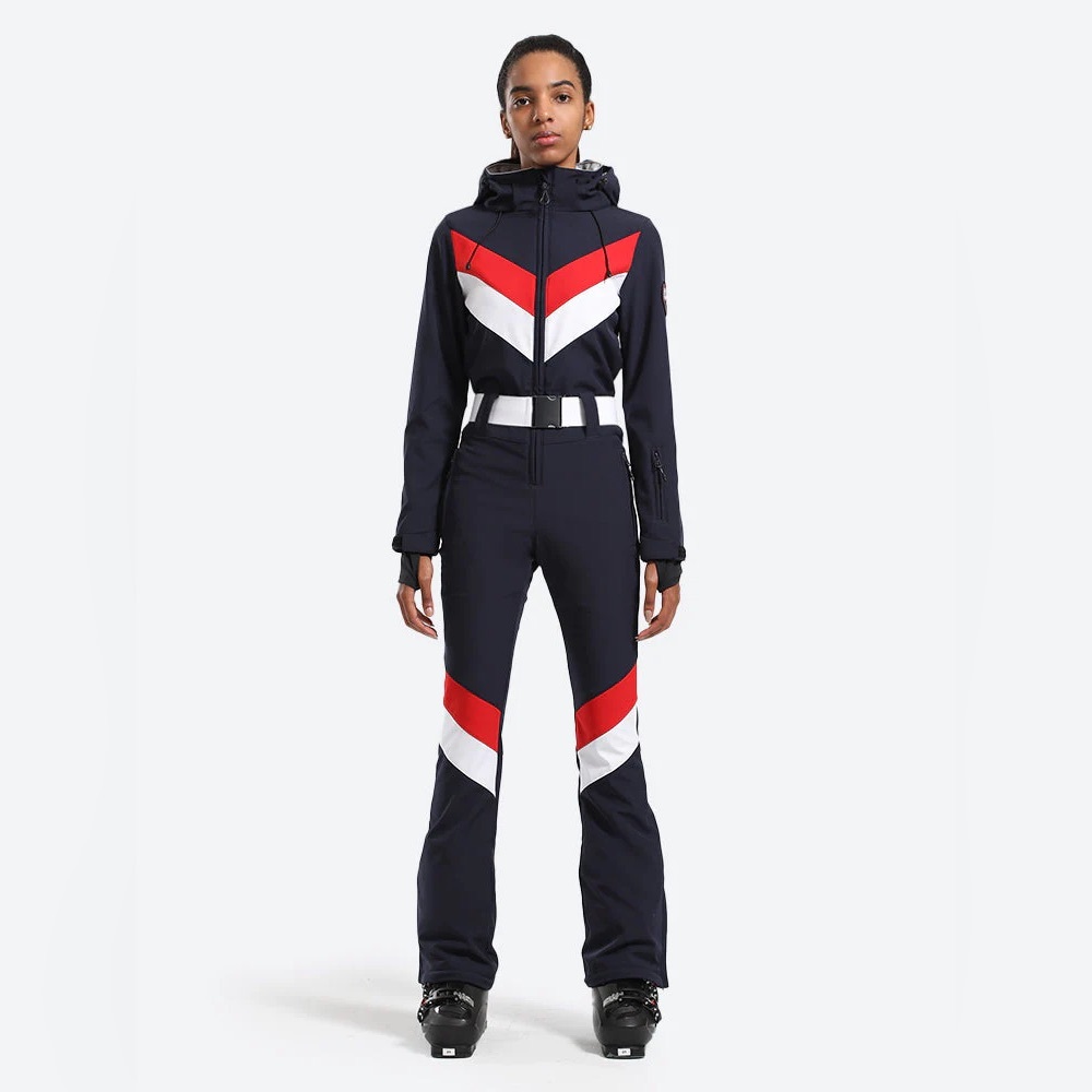 Navy and Red Chevron ski suit